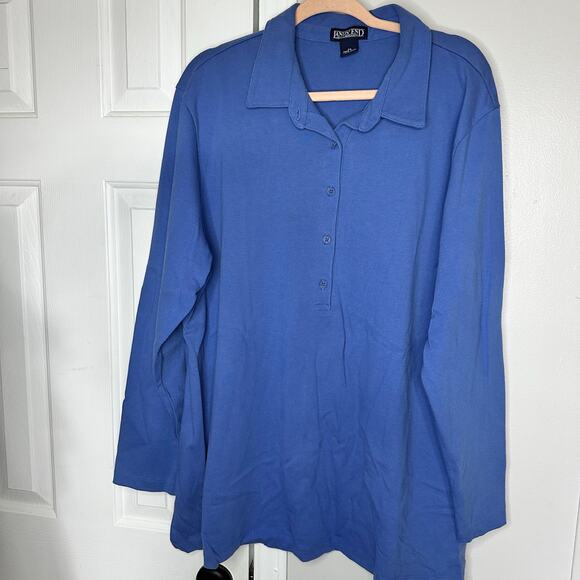 Lands End Long Sleeve Cotton Shirt winter plus 2x 20 22 - Picture 1 of 8